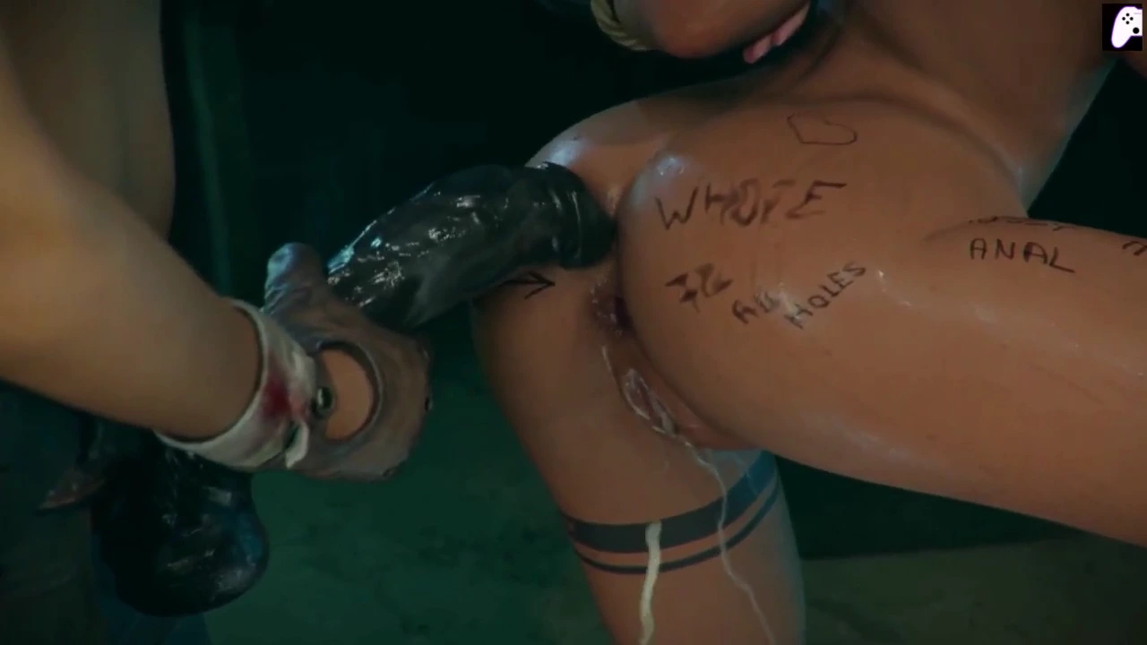 Lara Croft gets penetrated by a large dildo and experiences intense orgasm porn video